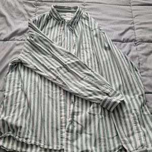 H&M Green and White Striped Long Sleeve Shirt, XL